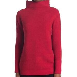 RDI Womens Pullover Sweater Large Poppy Red NWT Long Sleeves Horizontal Rib Knit